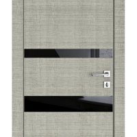 Дверь межкомнатная DO-512 Серый дуб/стекло Черное