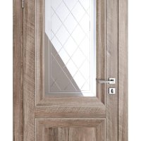 Дверь межкомнатная DO-PG2 Орех седой светлый/Зеркало ромб фацет