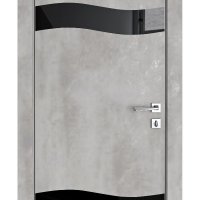 ШИ дверь DO-603 Бетон светлый/стекло Черное