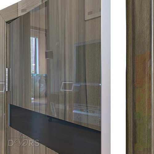 Дверь межкомнатная DO-502 Сосна глянец/стекло Черное