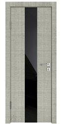 ШИ дверь DO-610 Серый дуб/стекло Черное