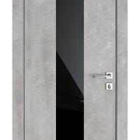 ШИ дверь DO-610 Бетон светлый/стекло Черное