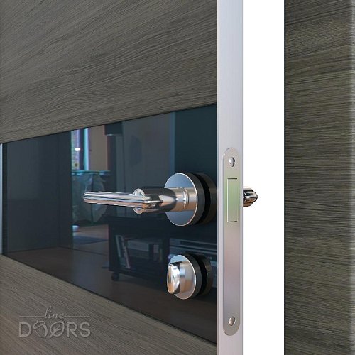 ШИ дверь DO-609 Ольха темная/стекло Черное