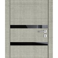 ШИ дверь DO-613 Серый дуб/стекло Черное