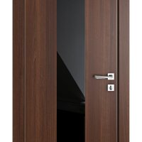 ШИ дверь DO-610 Орех тисненый/стекло Черное