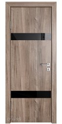 ШИ дверь DO-602 Орех седой светлый/стекло Черное