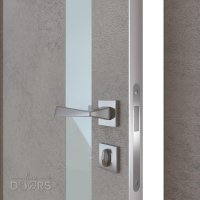 Дверь межкомнатная DO-507 Бетон светлый/стекло Белое