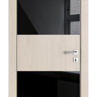 ШИ дверь DO-608 Ясень капучино/стекло Черное