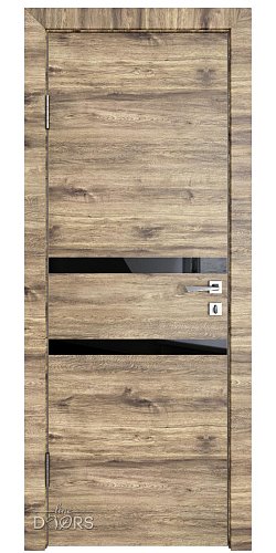 Дверь межкомнатная DO-513 Лофт светлый/стекло Черное