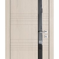 Дверь межкомнатная DO-514 Ясень капучино/стекло Черное