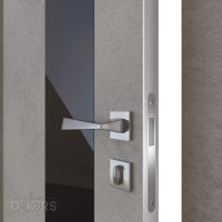 Дверь межкомнатная DO-504 Бетон светлый/стекло Черное