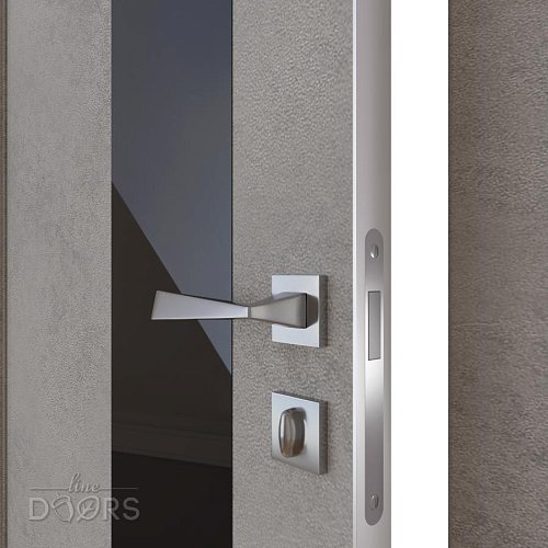 Дверь межкомнатная DO-504 Бетон светлый/стекло Черное