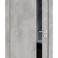 ШИ дверь DO-607 Бетон светлый/стекло Черное