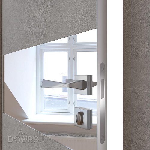 Дверь межкомнатная DO-501 Бетон светлый/Зеркало