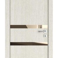 Дверь межкомнатная DO-513 Белая лиственница/зеркало Бронза