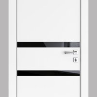 ШИ дверь DO-613 Белый бархат/стекло Черное