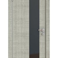 Дверь межкомнатная DO-504 Серый дуб/стекло Черное