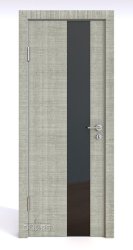 Дверь межкомнатная DO-504 Серый дуб/стекло Черное
