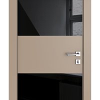 ШИ дверь DO-608 Латте софт/стекло Черное