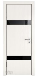 Дверь межкомнатная DO-502 Белый ясень/стекло Черное