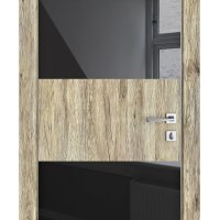 Дверь межкомнатная DO-508 Рустик натуральный/стекло Черное