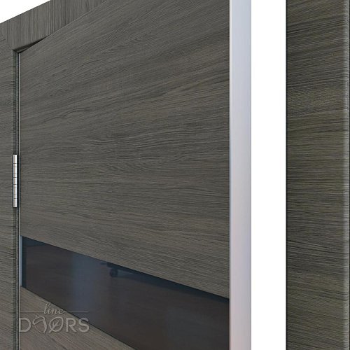 Дверь межкомнатная DO-502 Ольха темная/стекло Черное