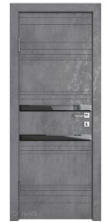 Дверь межкомнатная DO-515 Бетон темный/стекло Черное