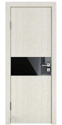 Дверь межкомнатная DO-501 Белая лиственница/стекло Черное