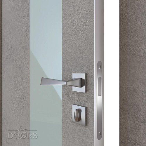 Дверь межкомнатная DO-504 Бетон светлый/стекло Белое