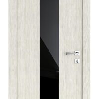 Дверь межкомнатная DO-510 Белая лиственница/стекло Черное