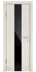 Дверь межкомнатная DO-510 Белая лиственница/стекло Черное