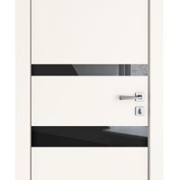 Дверь межкомнатная DO-512 Сливки/стекло Черное