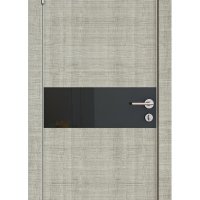 Дверь межкомнатная DO-509 Серый дуб/стекло Черное