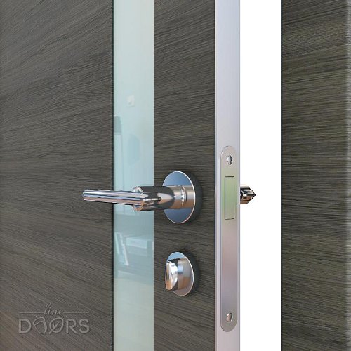 ШИ дверь DO-607 Ольха темная/стекло Белое