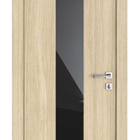 ШИ дверь DO-610 Дуб светлый/стекло Черное