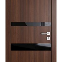 ШИ дверь DO-612 Орех тисненый/стекло Черное