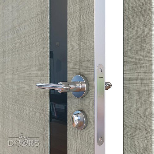 ШИ дверь DO-607 Серый дуб/стекло Черное