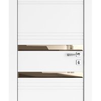 Дверь межкомнатная DO-515 Белый бархат/зеркало Бронза