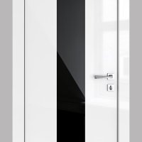 ШИ дверь DO-610 Белый глянец/стекло Черное