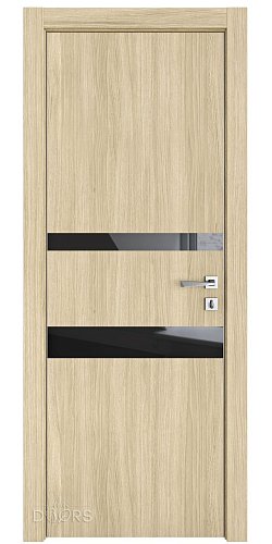 Дверь межкомнатная DO-512 Дуб светлый/стекло Черное