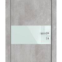 Дверь межкомнатная DO-501 Бетон светлый/стекло Белое