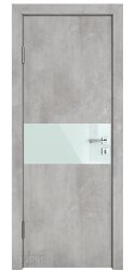 Дверь межкомнатная DO-501 Бетон светлый/стекло Белое