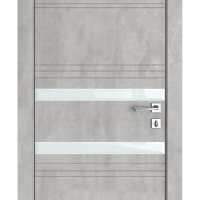 Дверь межкомнатная DO-515 Бетон светлый/стекло Белое