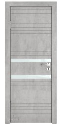 Дверь межкомнатная DO-515 Бетон светлый/стекло Белое