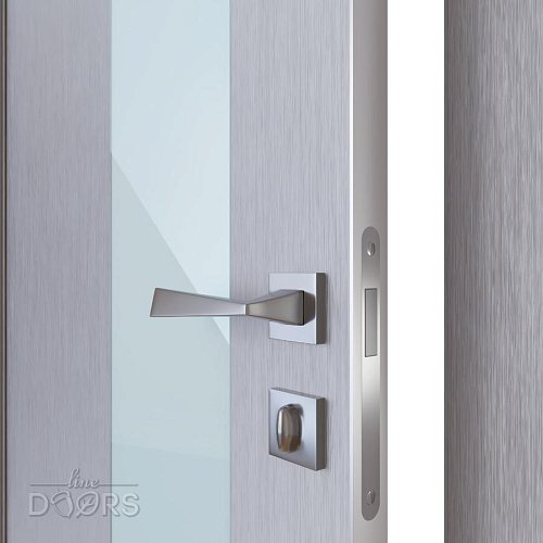 Дверь межкомнатная DO-504 Металлик/стекло Белое