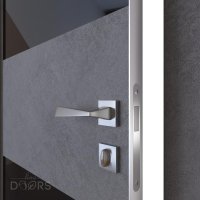 ШИ дверь DO-608 Бетон темный/стекло Черное