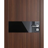 ШИ дверь DO-609 Орех тисненый/стекло Черное