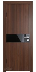 ШИ дверь DO-609 Орех тисненый/стекло Черное