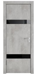 Дверь межкомнатная DO-502 Бетон светлый/стекло Черное