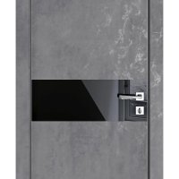 Дверь межкомнатная DO-509 Бетон темный/стекло Черное